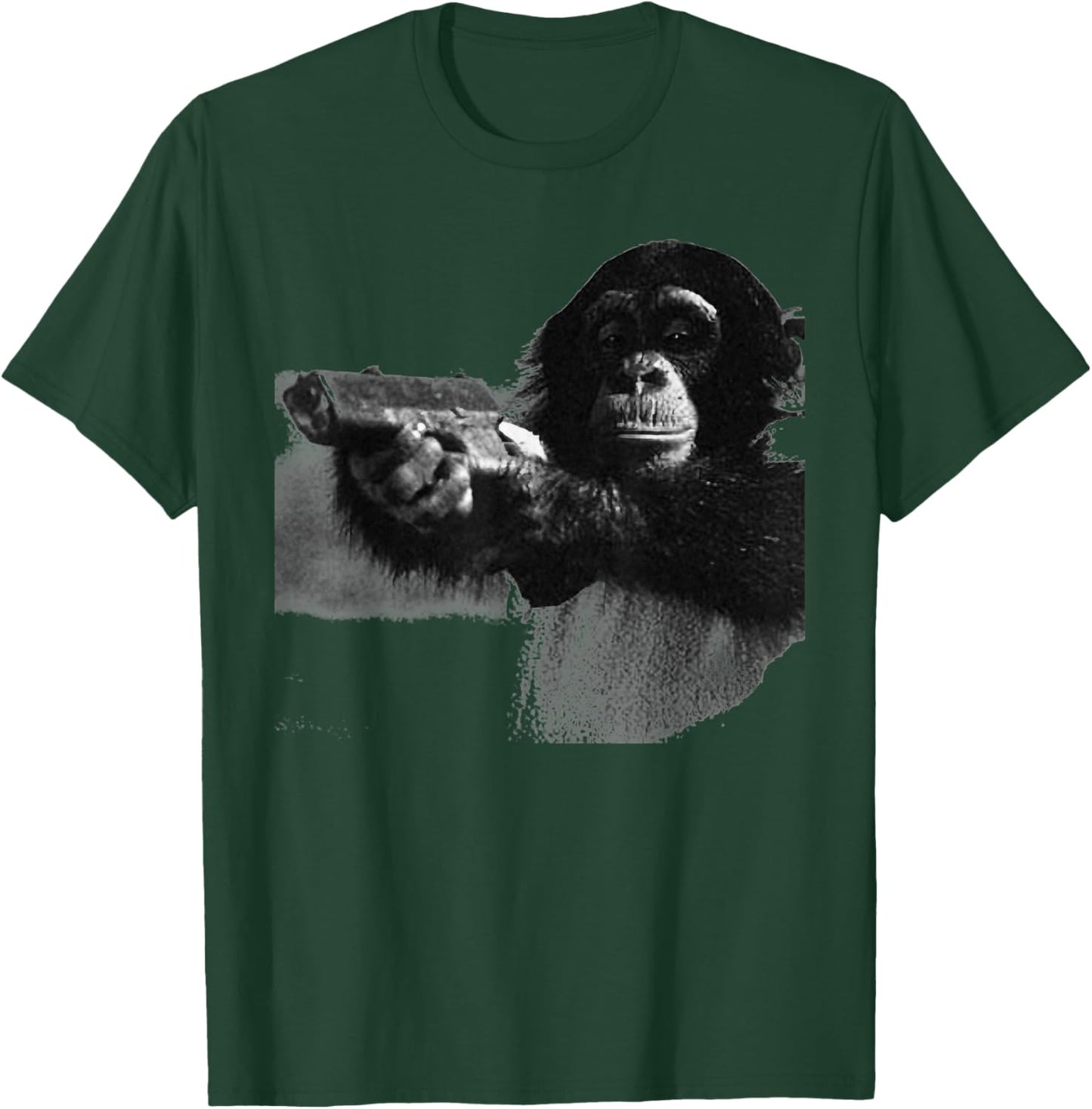 Vintage Chimpanzees with Gun Funny Monkey Meme T-Shirt - T-Shirt | Forest