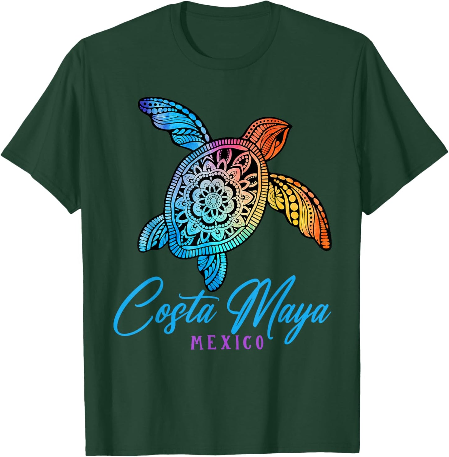 Costa Maya Tie Dye Sea Turtle Mexico Beach Vacation T-Shirt - T-Shirt | Forest