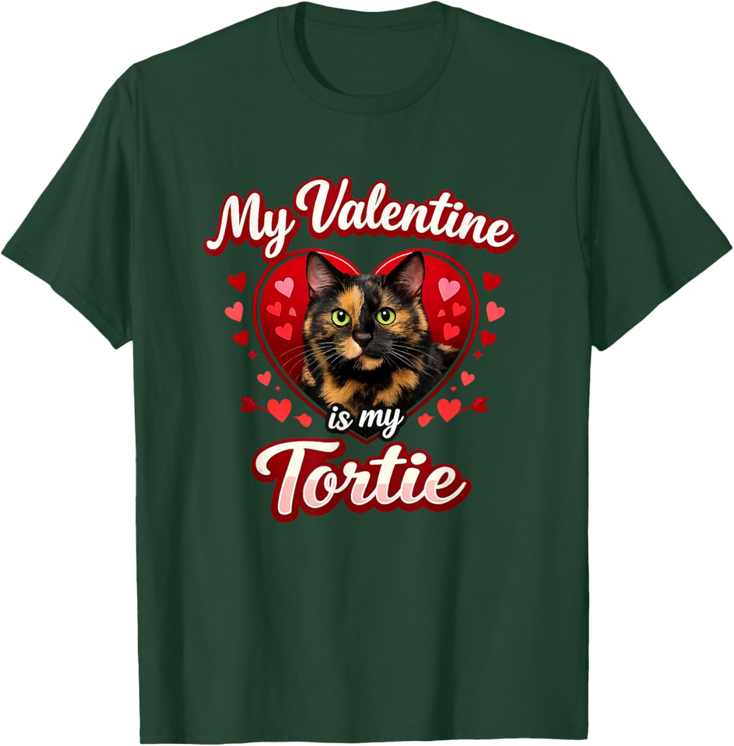 Tortoiseshell Valentine Heart Sweet Kitty Love T-Shirt - T-Shirt | Forest