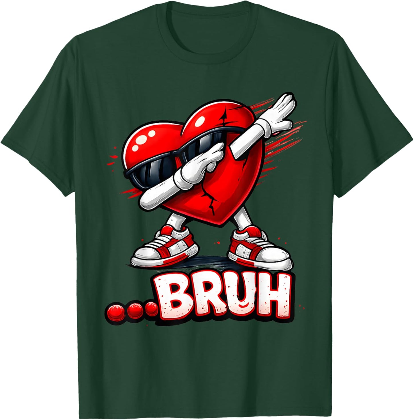 Valentines Day Bruh Dabbing Funny Valentines Heart Boys Kids T-Shirt - T-Shirt | Forest