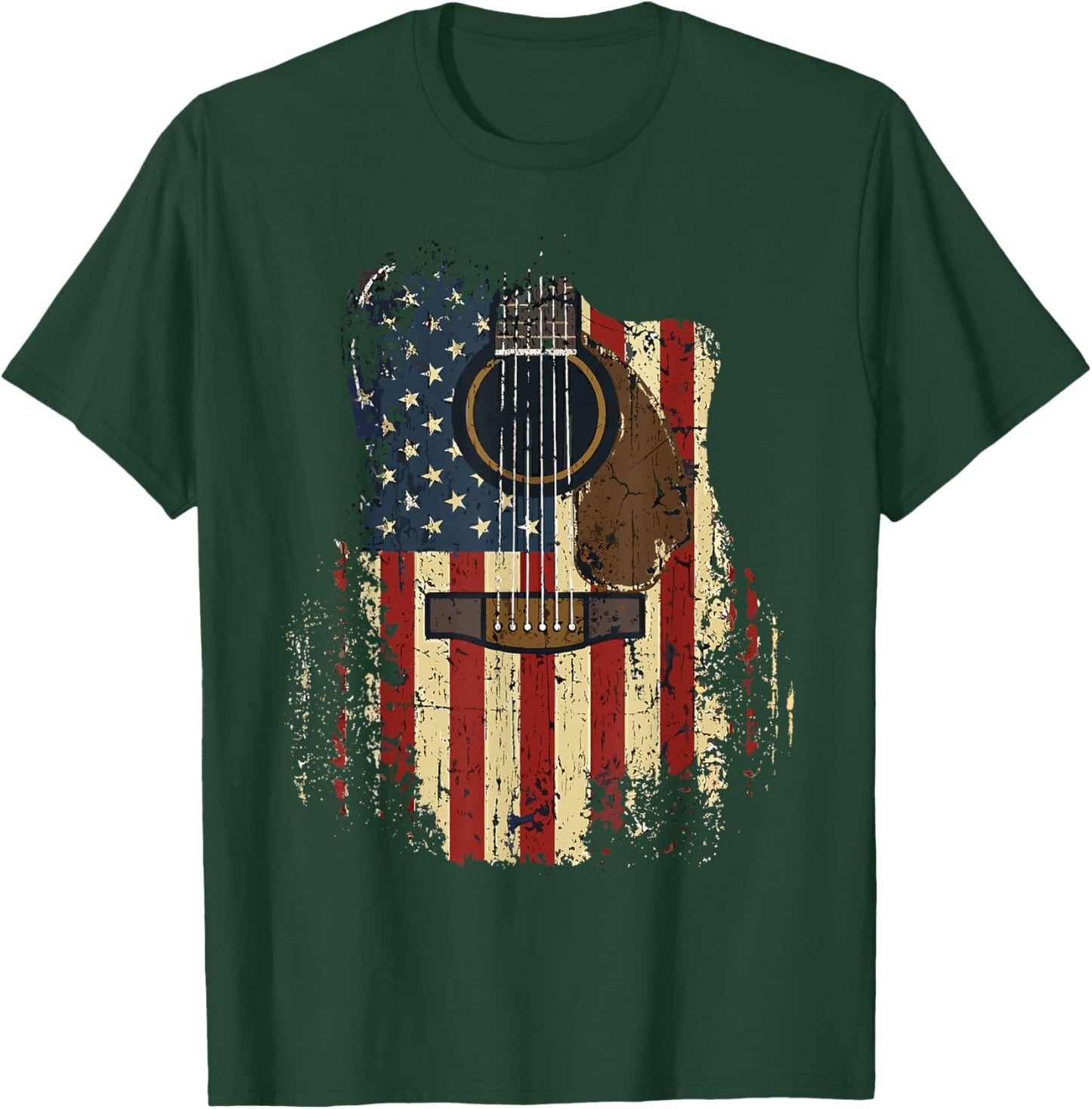 Vintage Country Western Acoustic Guitar Design for Guitarist T-Shirt - T-Shirt | Forest