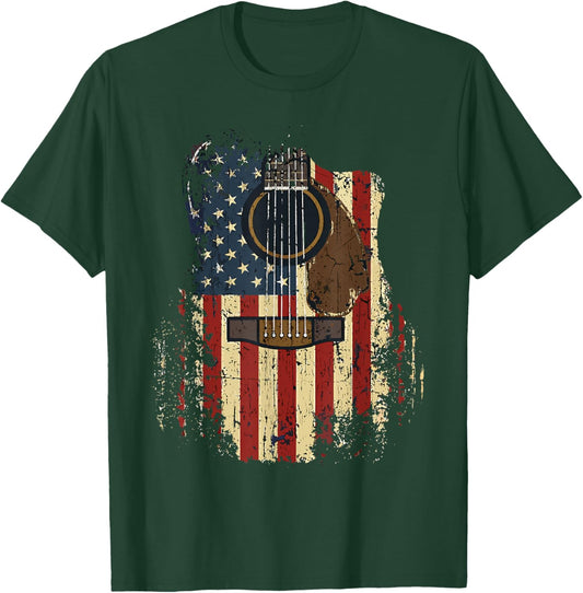 Vintage Country Western Acoustic Guitar Design for Guitarist T-Shirt - T-Shirt | Forest