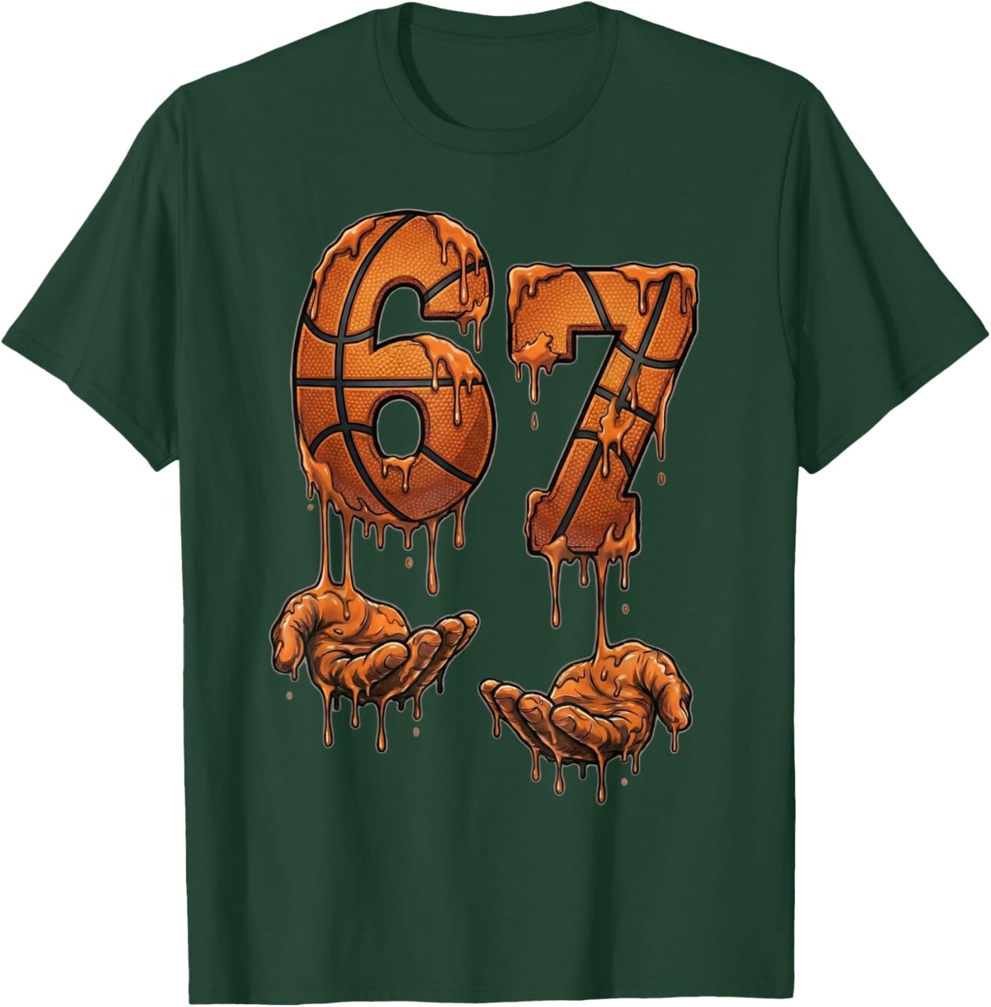 Funny 67 Basketball Six Seven Basketball 6 7 Kids Boys Girls T-Shirt - T-Shirt | Forest