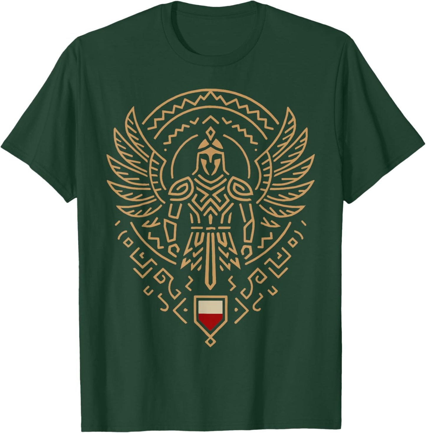 Minimalist Winged Hussar Warrior Polish Tribal Line Art T-Shirt - T-Shirt | Forest