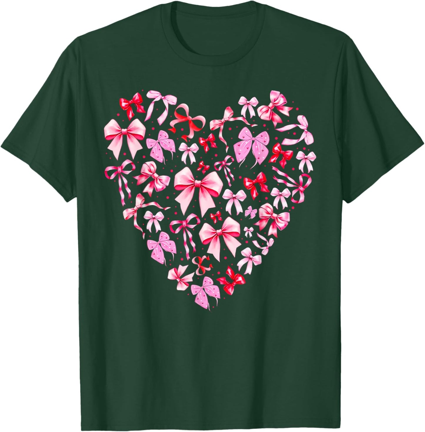 Pink Valentine Heart Coquette Bow Cupid Girl Women Kid T-Shirt - T-Shirt | Forest
