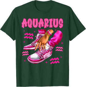 Aquarius Girl Birthday Black Woman Sneakers Zodiac Bday T-Shirt - T-Shirt | Forest