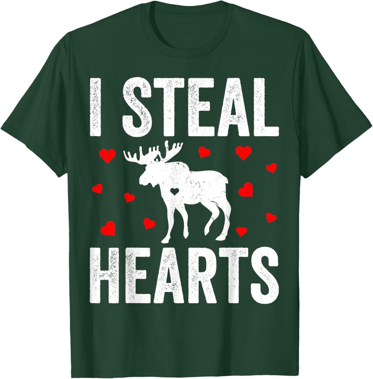 I Steal Hearts Moose Valentine's Day Couple T-Shirt - T-Shirt | Forest
