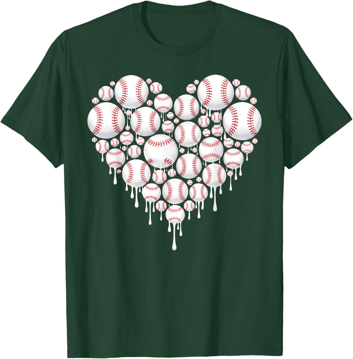 Baseball Heart Drip Valentine's Day Baseball Lover Boys Men T-Shirt - T-Shirt | Forest