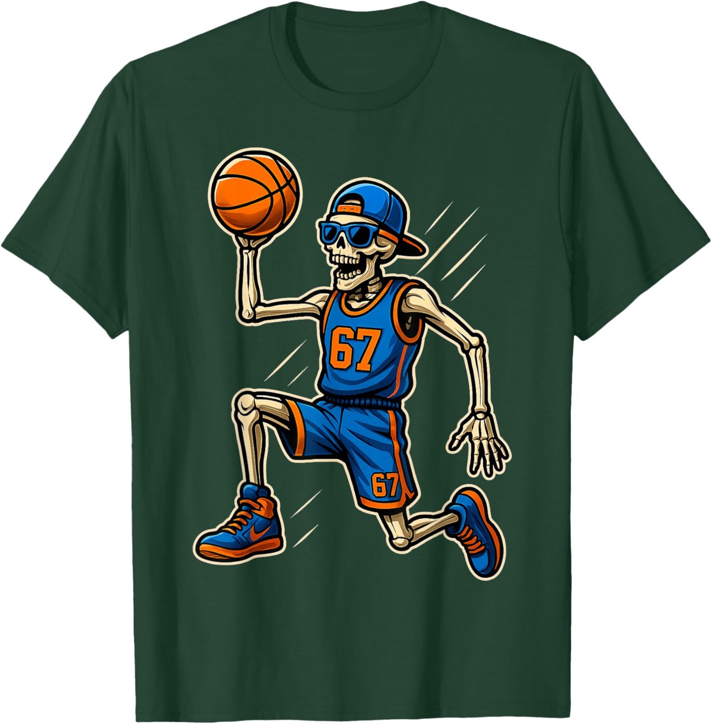 67 Skeleton Six Seven Meme Basketball 6 Halloween 7 Costume T-Shirt - T-Shirt | Forest