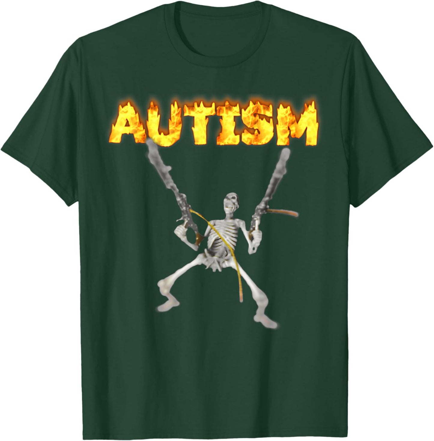 Autism Skeleton Meme Funny Funny Autism Burning Skeleton T-Shirt - T-Shirt | Forest