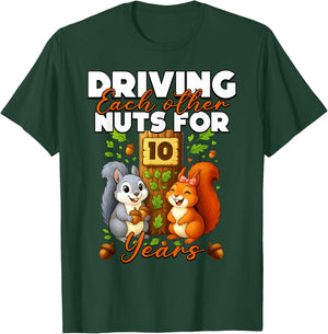 10 Years Couple 10th Wedding Anniversary Matching Squirrel T-Shirt - T-Shirt | Forest