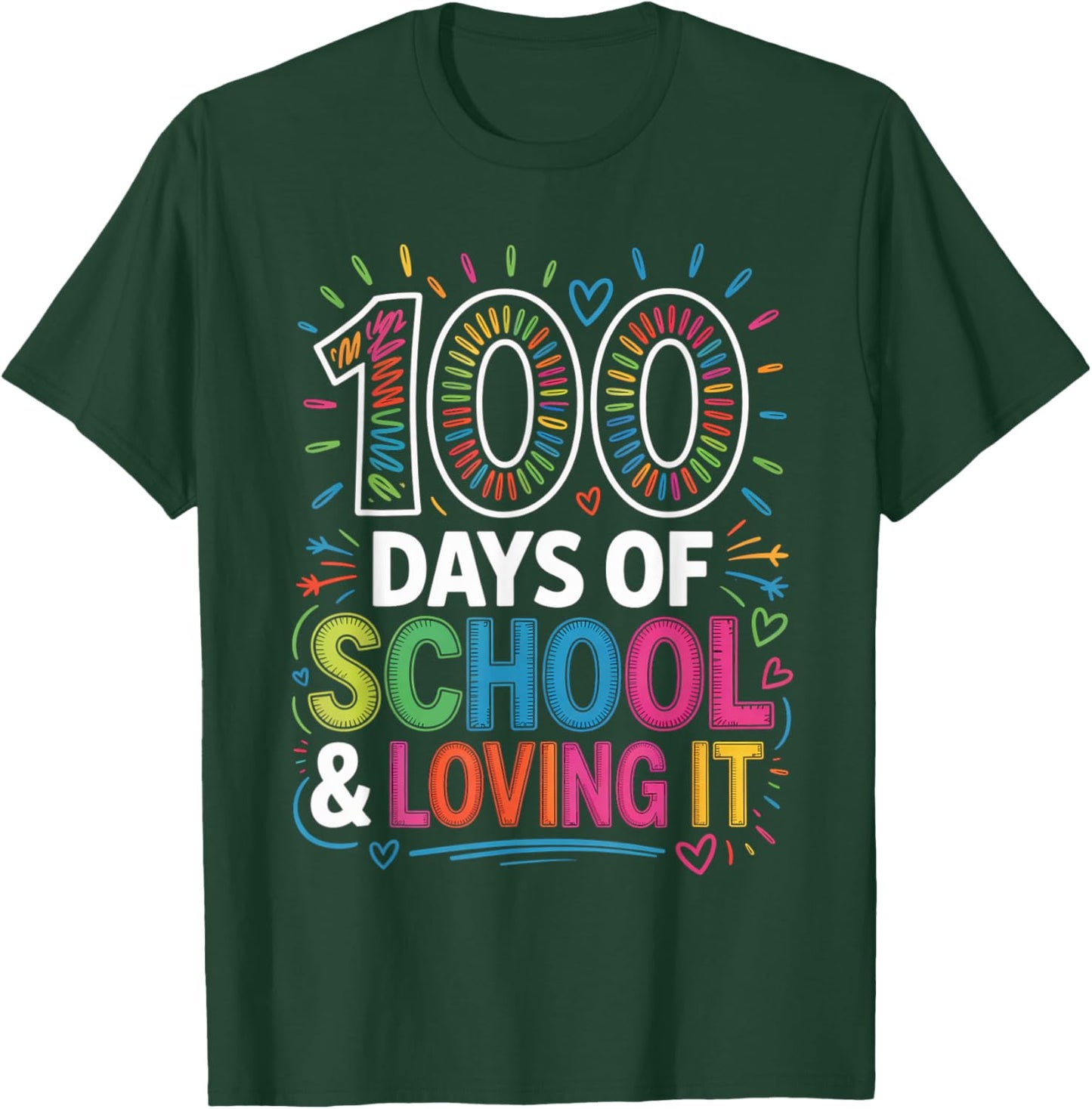 100 Days of School and Loving It Valentines Hearts Kids T-Shirt - T-Shirt | Forest