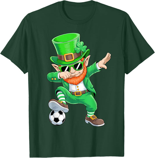 Dabbing Leprechaun Soccer St Patricks Day Boys Men Sport T-Shirt - T-Shirt | Forest