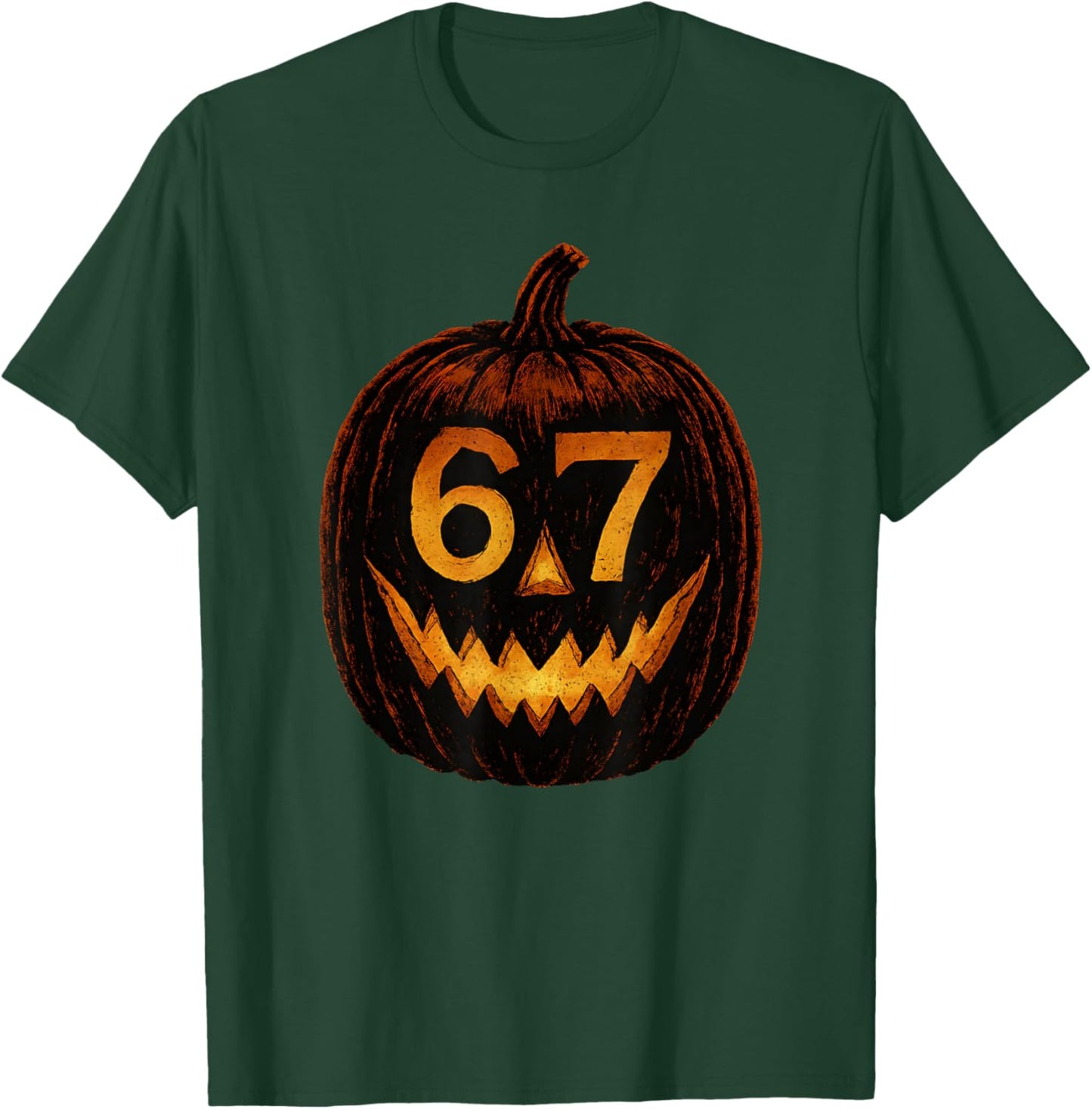 6 7 Meme Halloween Pumpkin 67 Gen Alpha Slang Six Seven Teen T-Shirt - T-Shirt | Forest