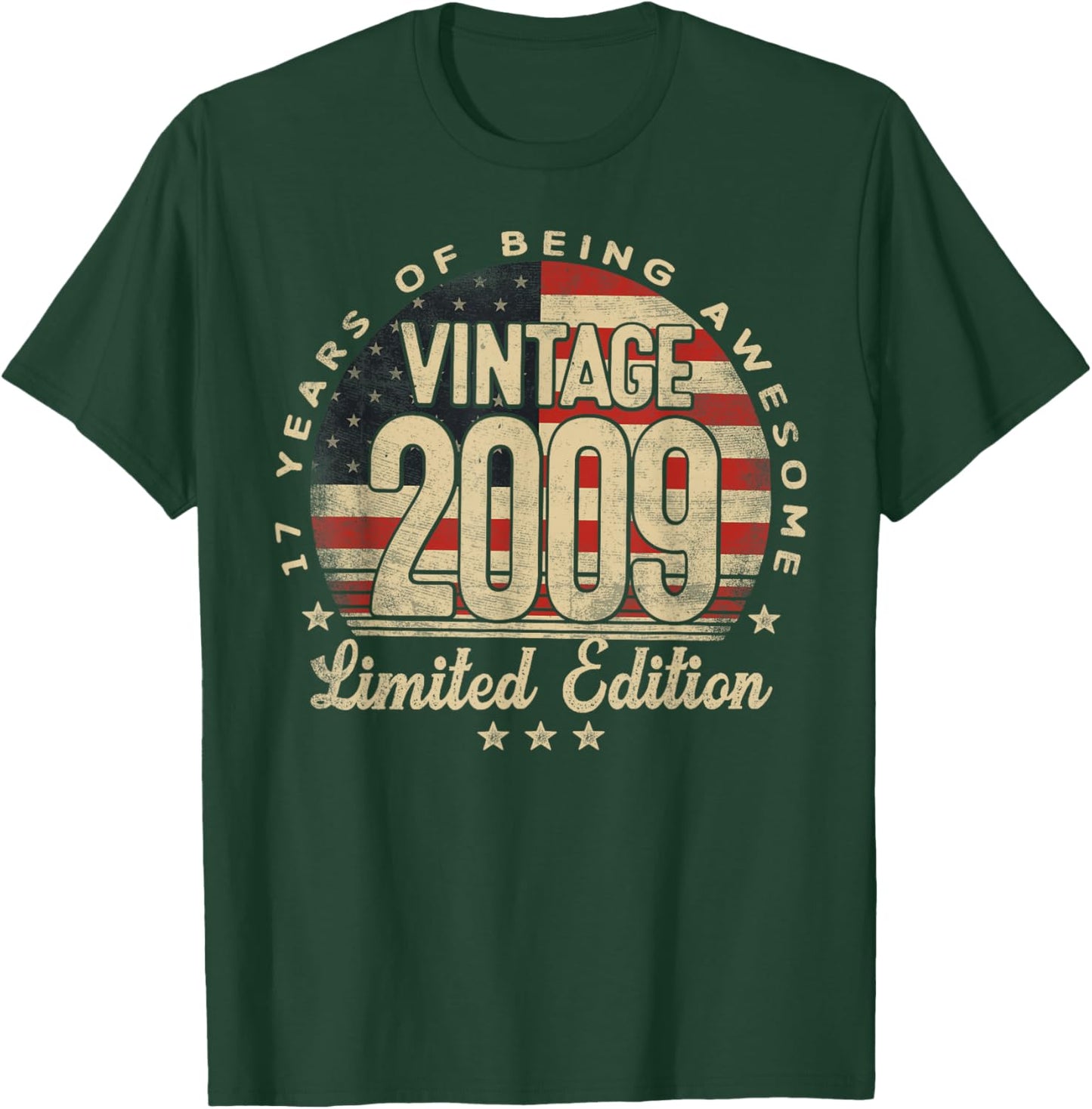 Vintage 2009 Limited Edition USA Flag 17-Year-Old Age 17 T-Shirt - T-Shirt | Forest