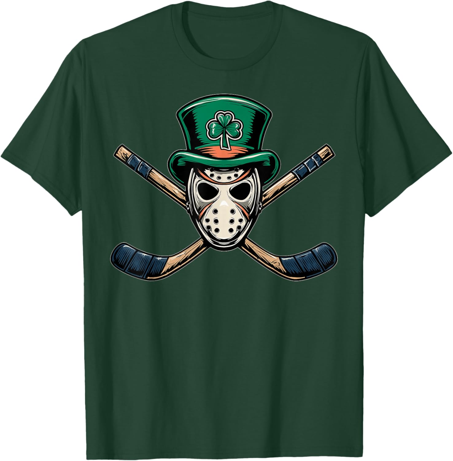Ice Hockey St. Patricks Day Pattys Day Irish Leprechaun Luck T-Shirt - T-Shirt | Forest