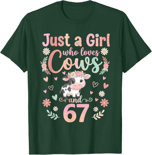 Just A Girl Who Loves Cows and 67 Funny Cute Cow Animal Pet T-Shirt - T-Shirt | Forest