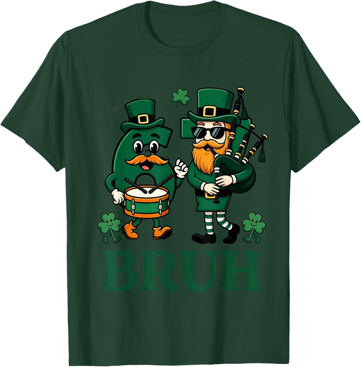 67 Bruh Shamrock Leprechaun Funny Six Seven St Patrick's Day T-Shirt - T-Shirt | Forest