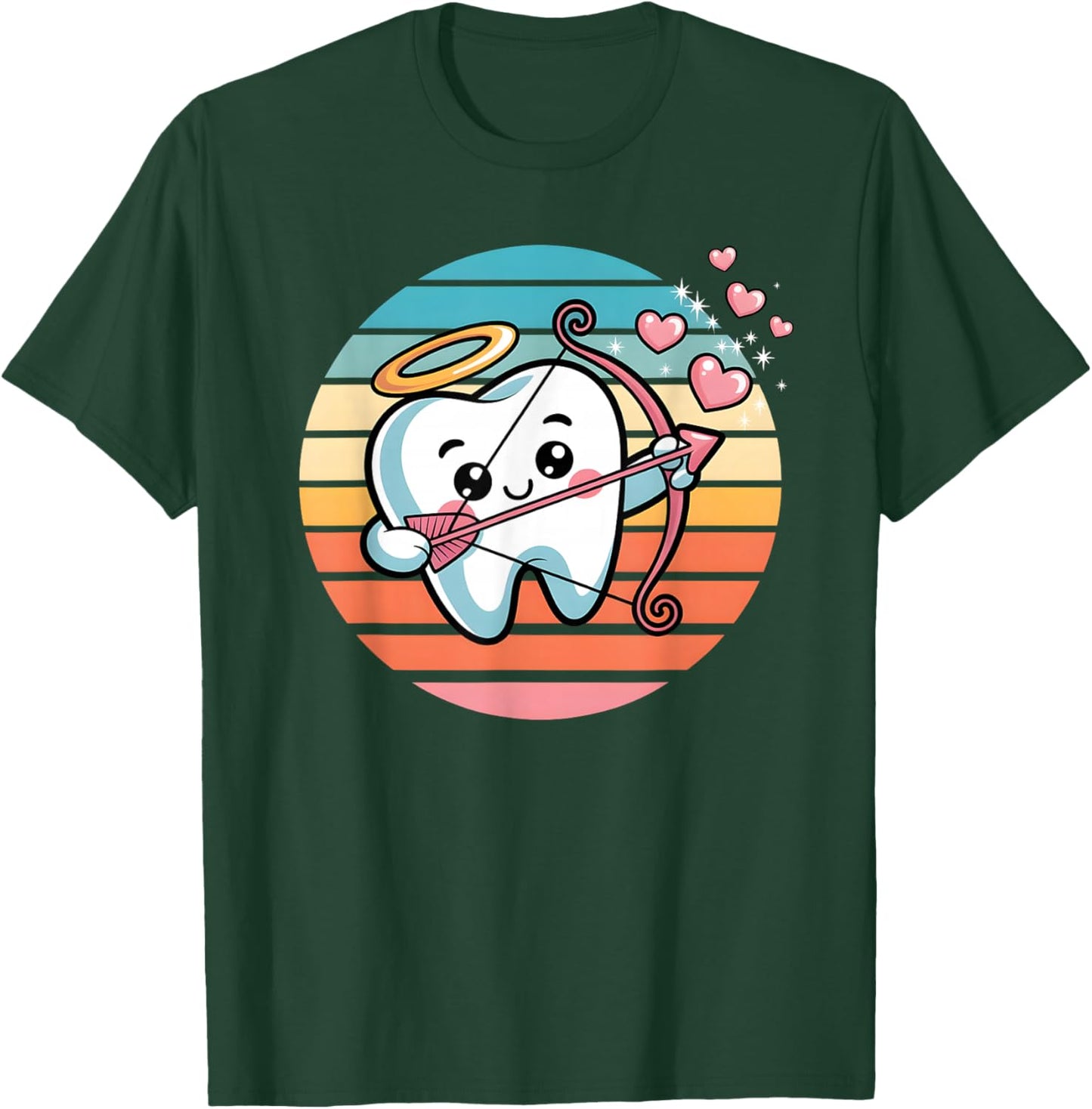 Cute ValentineTooth Cupid Dental Dentists Hygienists Funny T-Shirt - T-Shirt | Forest