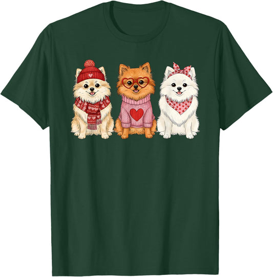 Cute Pomeranian Valentine Dog T-Shirt - T-Shirt | Forest