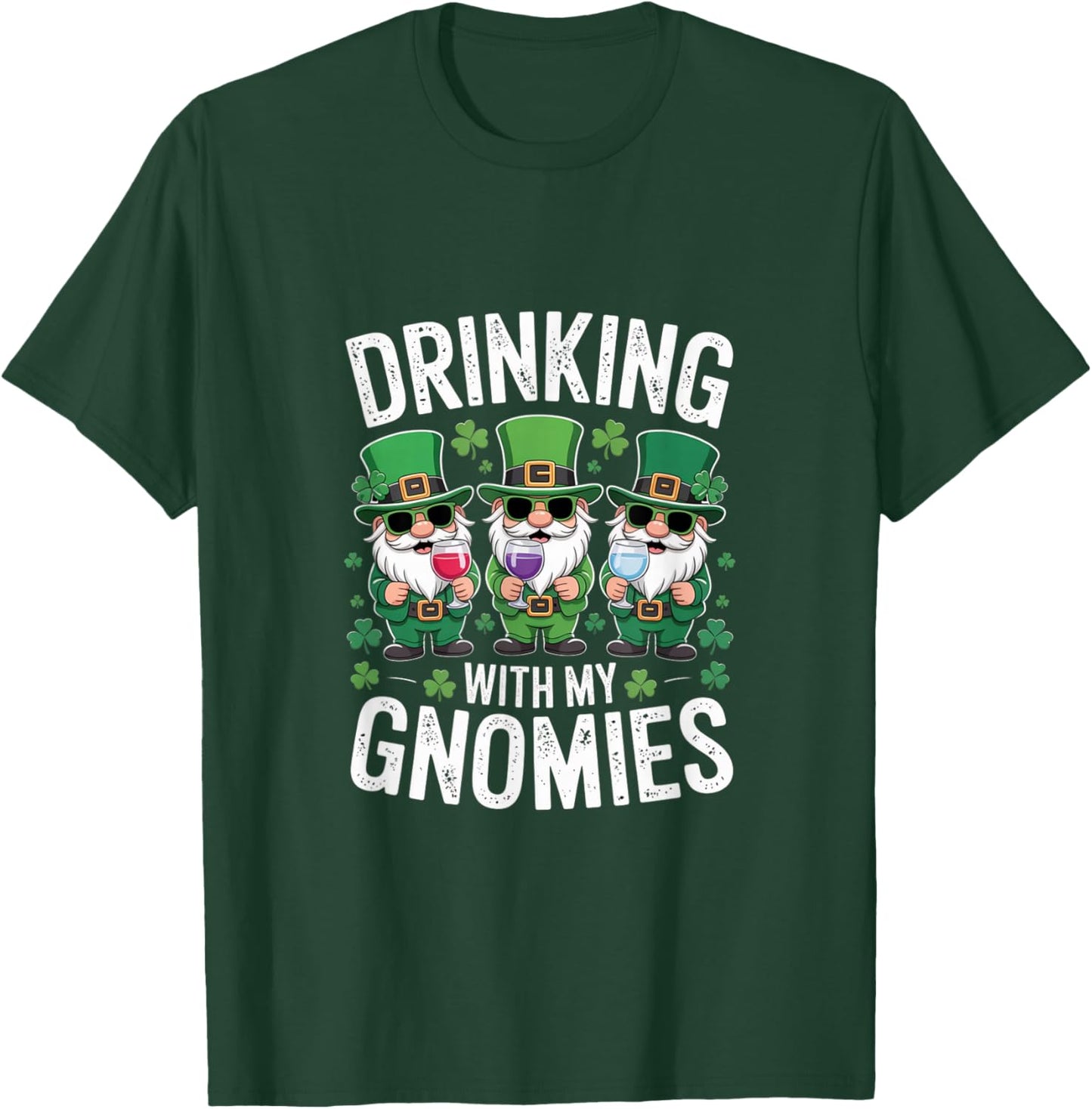 Drinking with My Gnomies St Patricks Day Gnome T-Shirt - T-Shirt | Forest