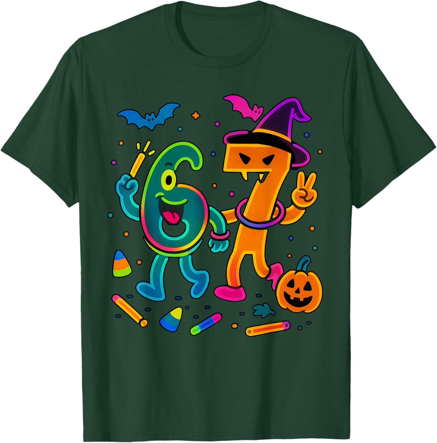 Fun 67 Meme Glow Style Halloween 6 7 T-Shirt - T-Shirt | Forest