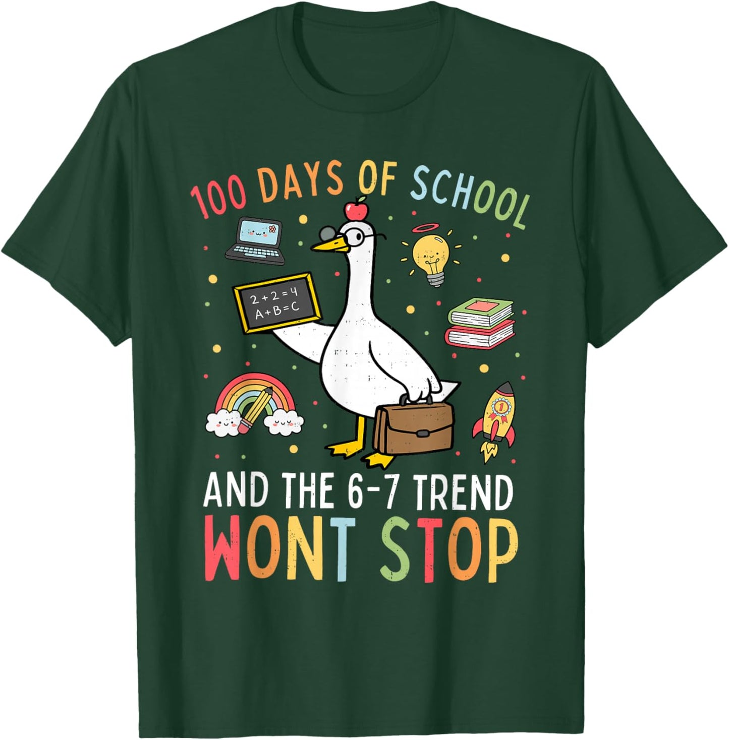 100 Days of School Teacher Adult 67 Meme 100th Day of School T-Shirt - T-Shirt | Forest