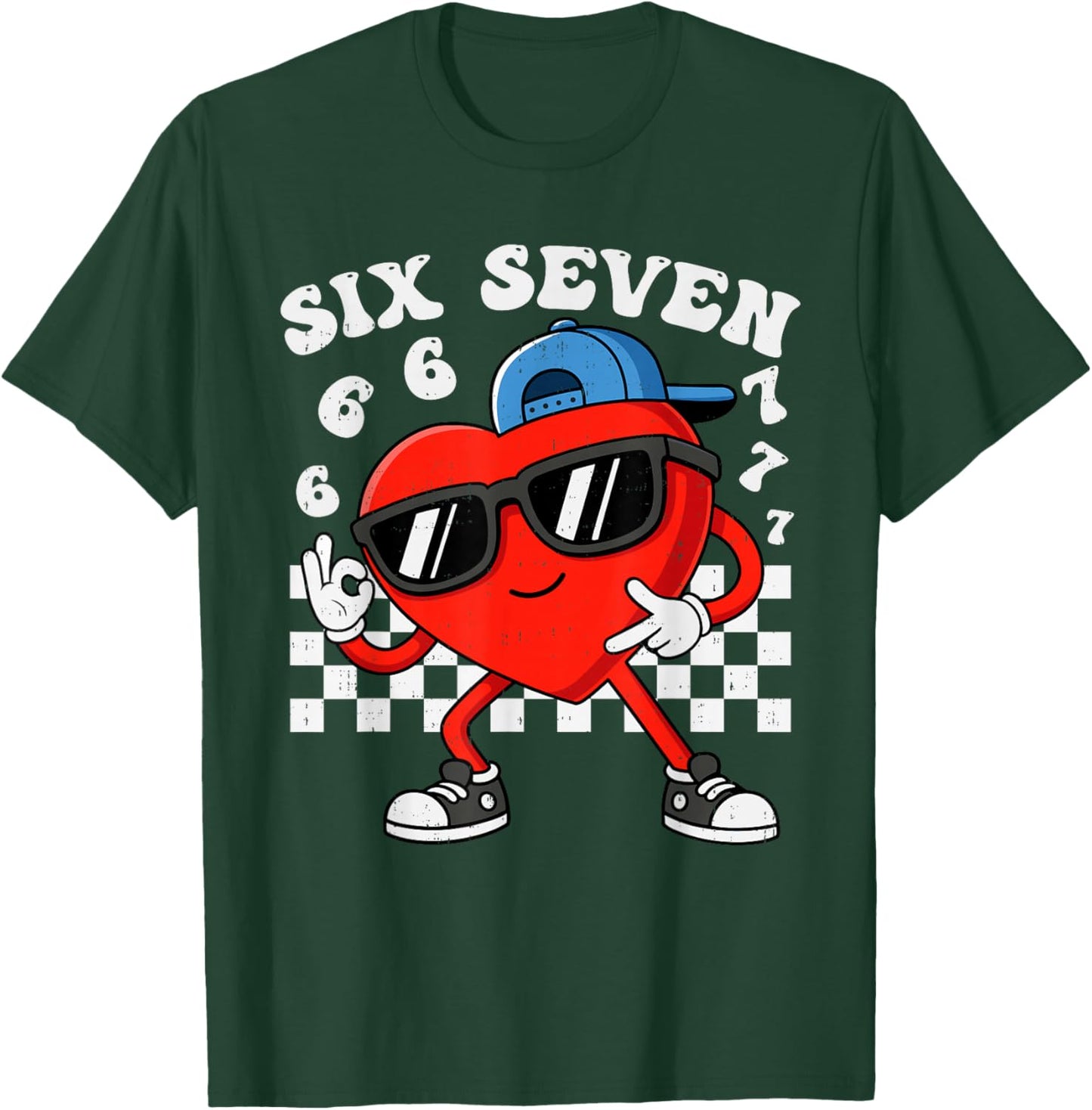 Six Seven 6 7 Meme Heart Funny Valentines Day Boys Kids T-Shirt - T-Shirt | Forest