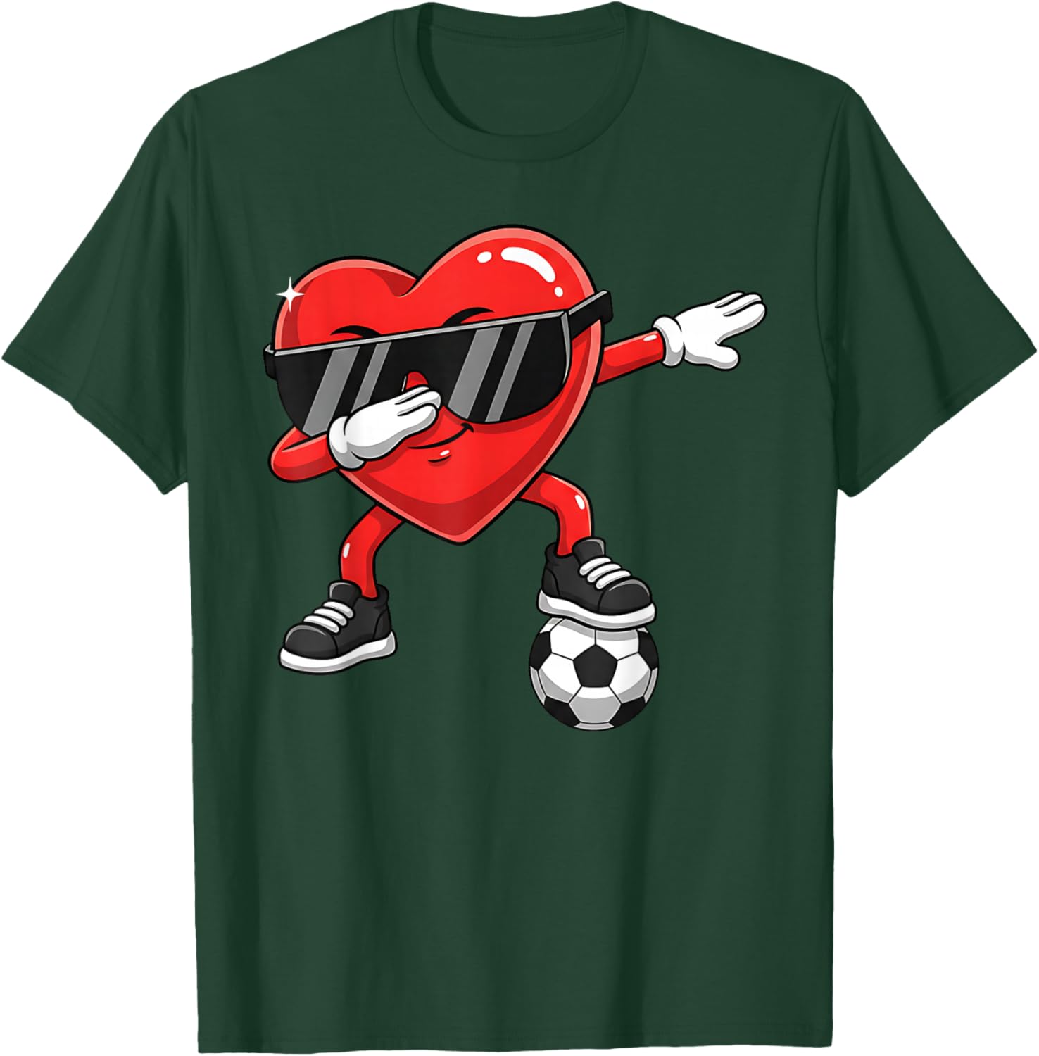 Valentines Day Football Heart Dab Soccer Men Boys Kids Teens T-Shirt - T-Shirt | Forest