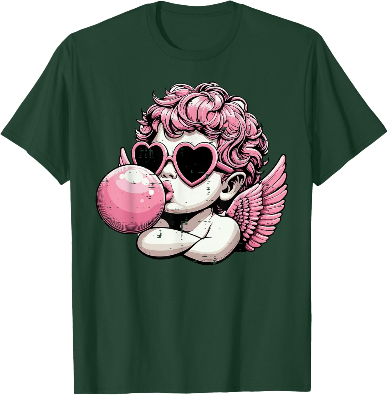 Valentines Day Cupid Bubblegum Retro Cherub Women Girls Kids T-Shirt - T-Shirt | Forest