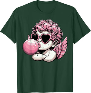 Valentines Day Cupid Bubblegum Retro Cherub Women Girls Kids T-Shirt - T-Shirt | Forest