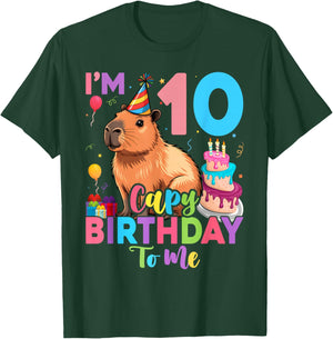 I'm 10 Year Old Capy Happy Birthday to Me 10th Bday Capybara T-Shirt - T-Shirt | Forest