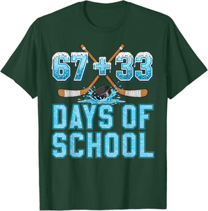100 Days of School Hockey Drip Boy 100th Day of School 67+33 T-Shirt - T-Shirt | Forest