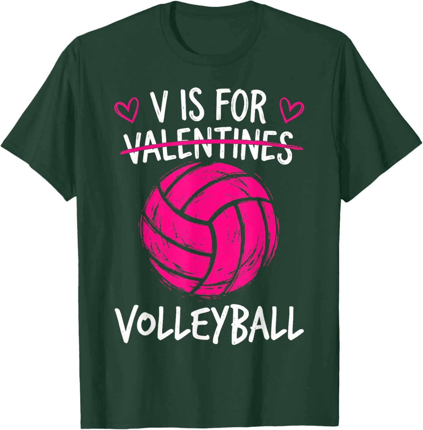 V is for Volleyball Valentine Funny Couple Valentines Day T-Shirt - T-Shirt | Forest