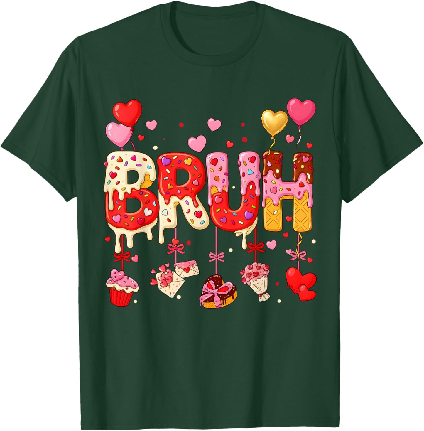 Boy Bruh Meme Valentines Day Drip Ice Cream Kids Hearts Girl T-Shirt - T-Shirt | Forest