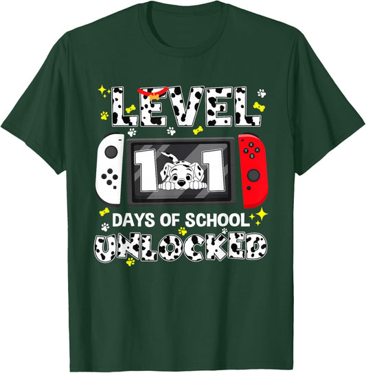 101 Days of School Level Unlocked Gaming 100 Days of School T-Shirt - T-Shirt | Forest