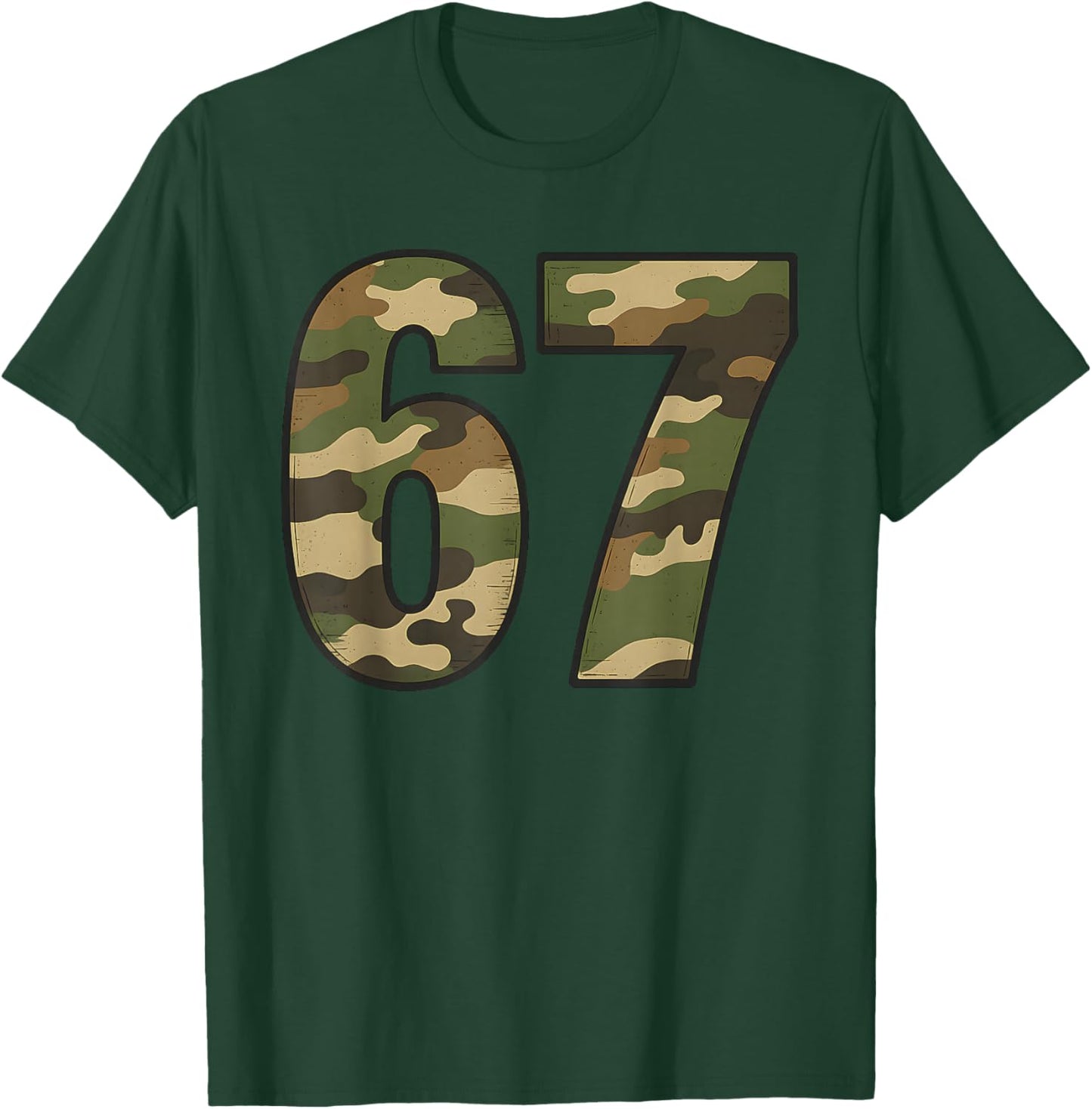 Fun 67 Six Seven Hunting Camo 6 7 Meme Gen Alpha Camouflage T-Shirt - T-Shirt | Forest