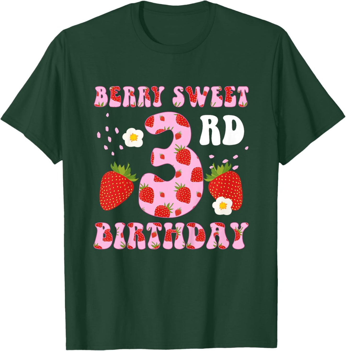 3rd Strawberry Birthday Party Three Year Old Strawberries T-Shirt - T-Shirt | Forest