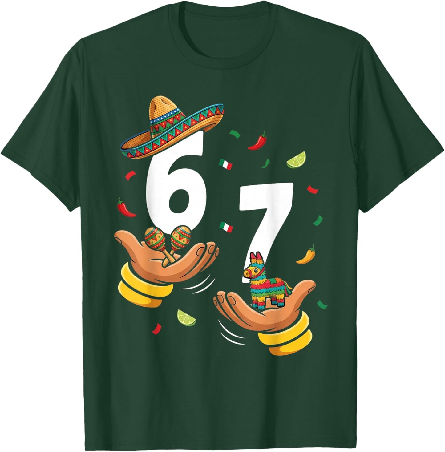Six Seven 67 Cinco de Mayo 6 7 Sombrero Boys Kids 6-7 Meme T-Shirt - T-Shirt | Forest