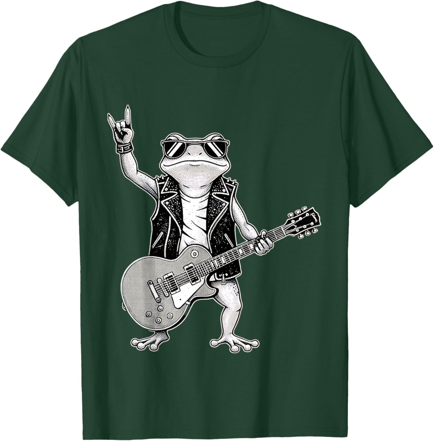 Funny Rock Music Band Frog Playing Guitar Retro Graphic T-Shirt - T-Shirt | Forest