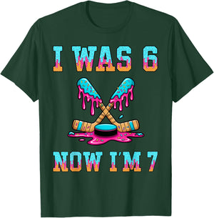 I was 6 Now I'm 7 Hockey Boys 7th Birthday Theme Kids Girls T-Shirt - T-Shirt | Forest