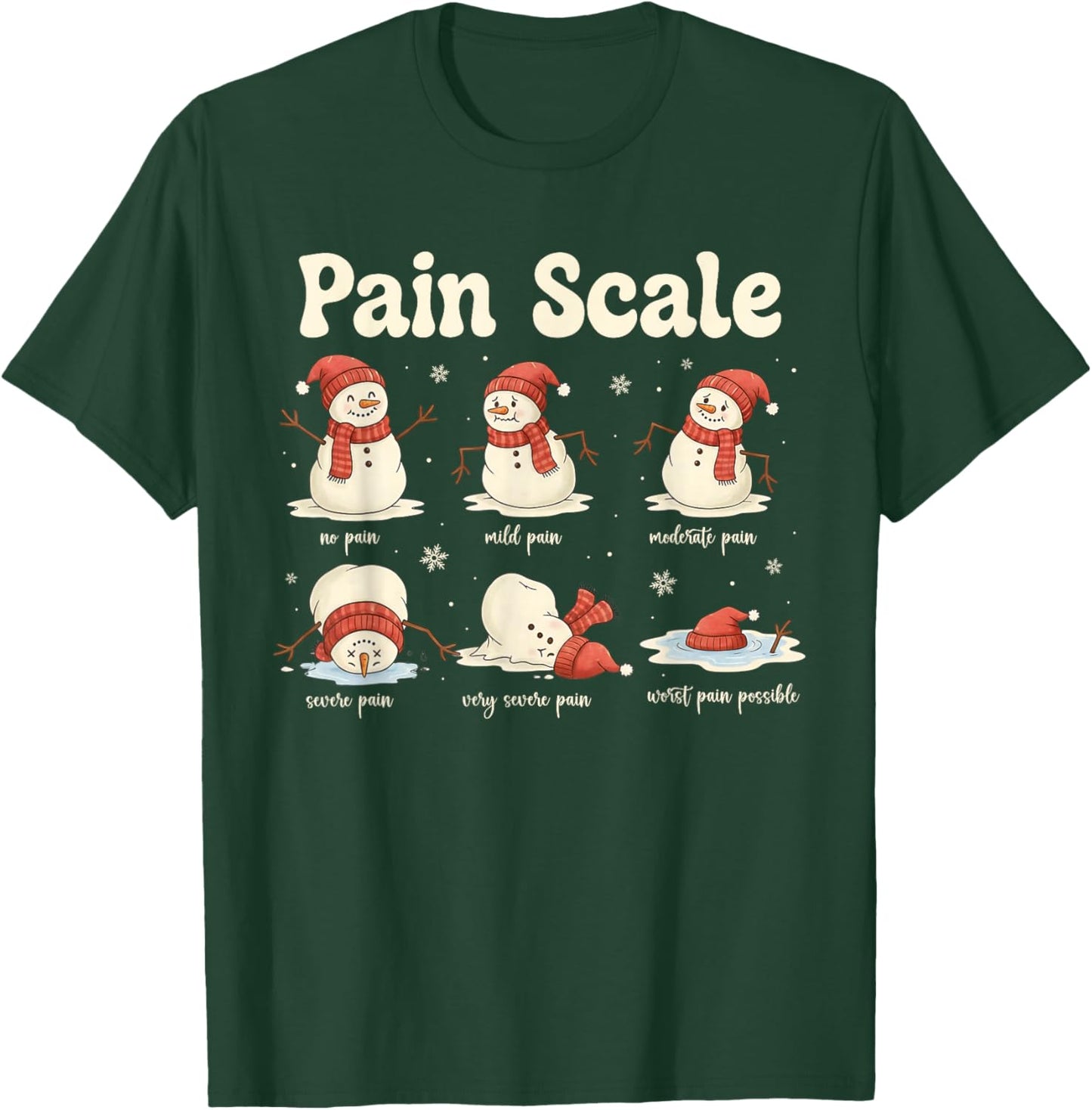 Pain Scale Snowman Funny Nurse Christmas ICU Nurse T-Shirt - T-Shirt | Forest