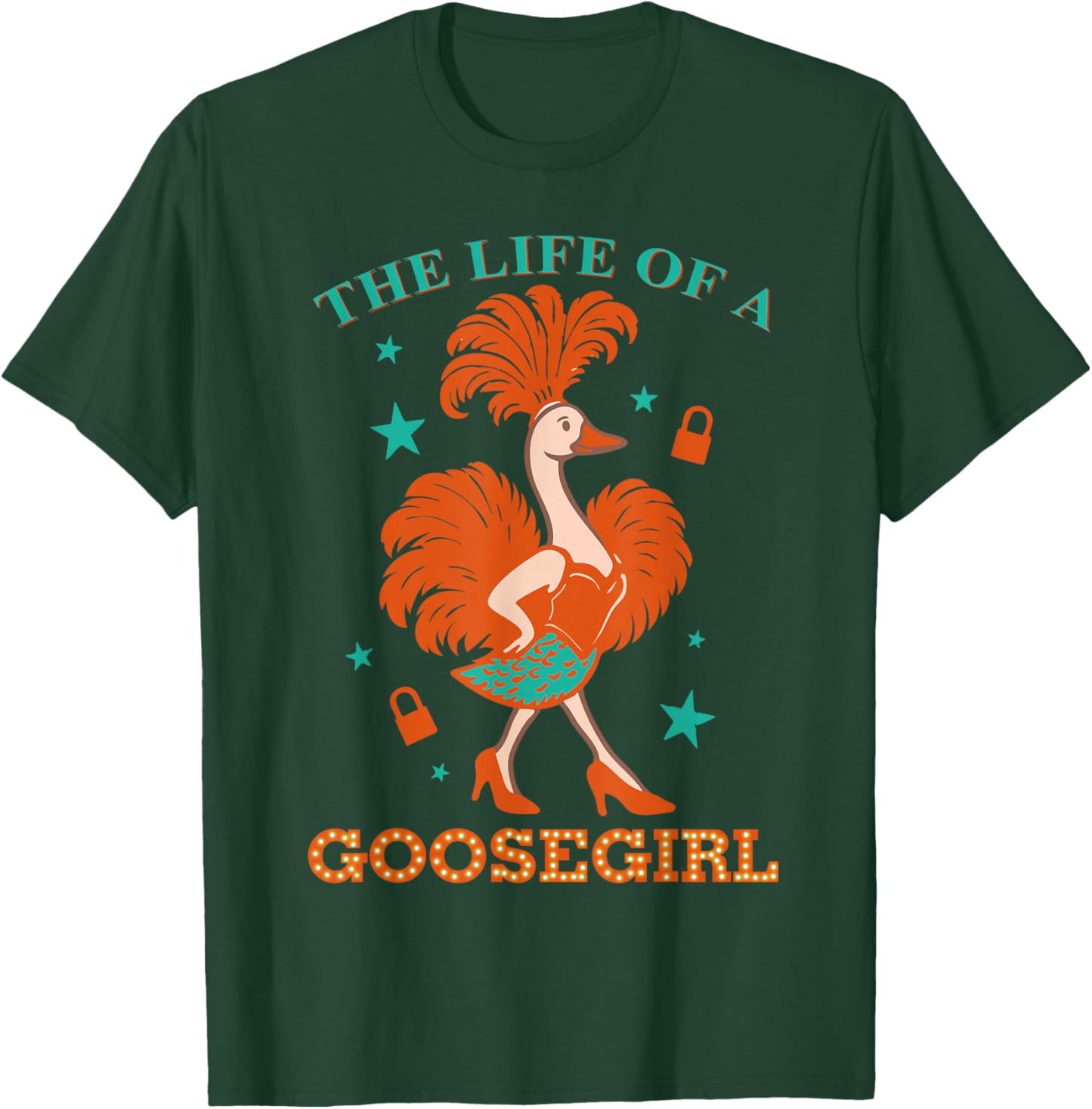 The Life of A Goosegirl Funny Goose with Orange Blue Outfit T-Shirt - T-Shirt | Forest