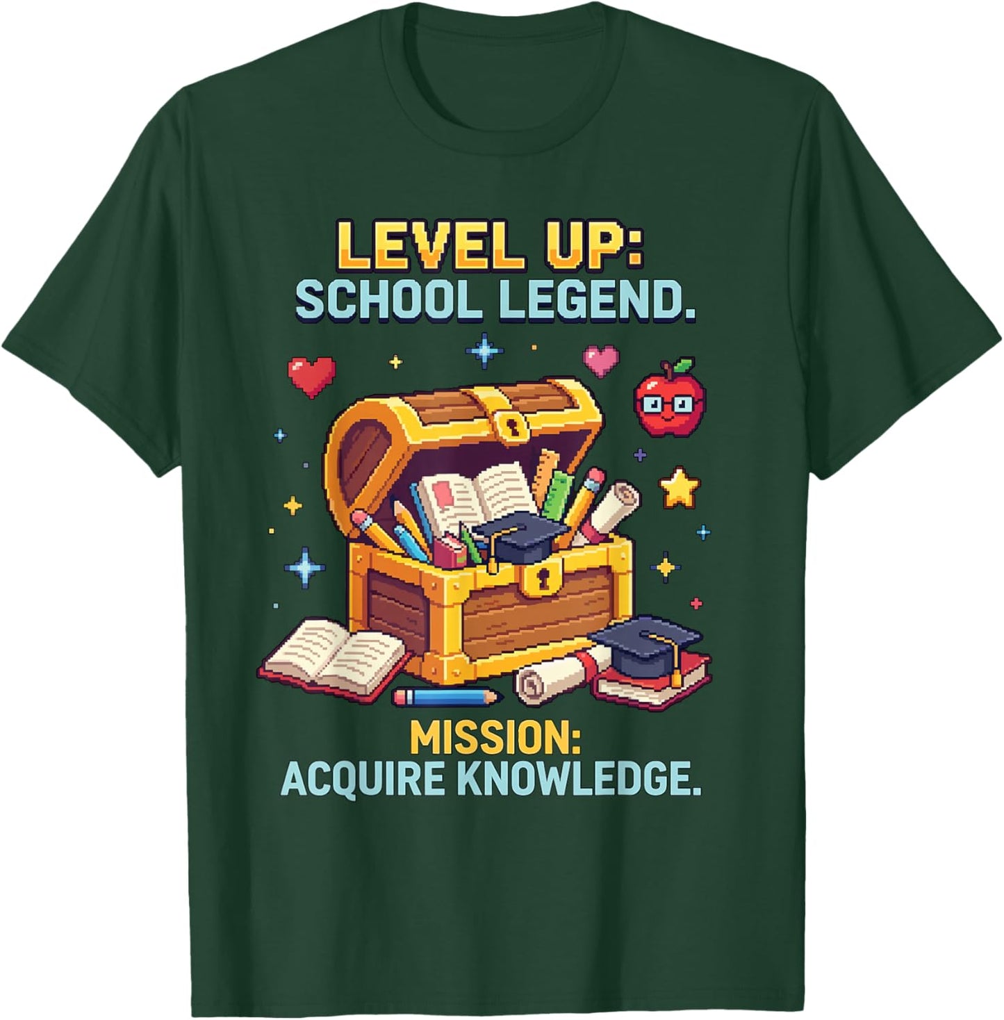 Level Up School Legend Video Game Pixel Art Graduation T-Shirt - T-Shirt | Forest