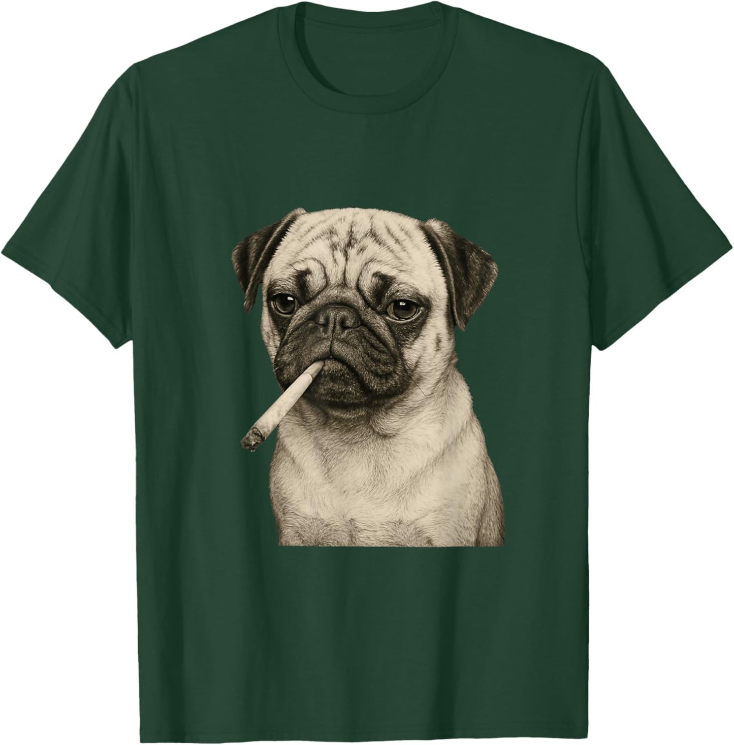 Funny Smoking Pug Dog Cigarette Gen Z Meme Graphic T-Shirt - T-Shirt | Forest