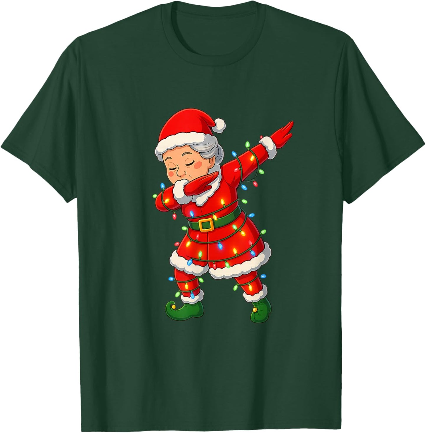 Christmas Dabbing Mrs Santa Claus Girl Lights Funny Xmas Dab T-Shirt - T-Shirt | Forest