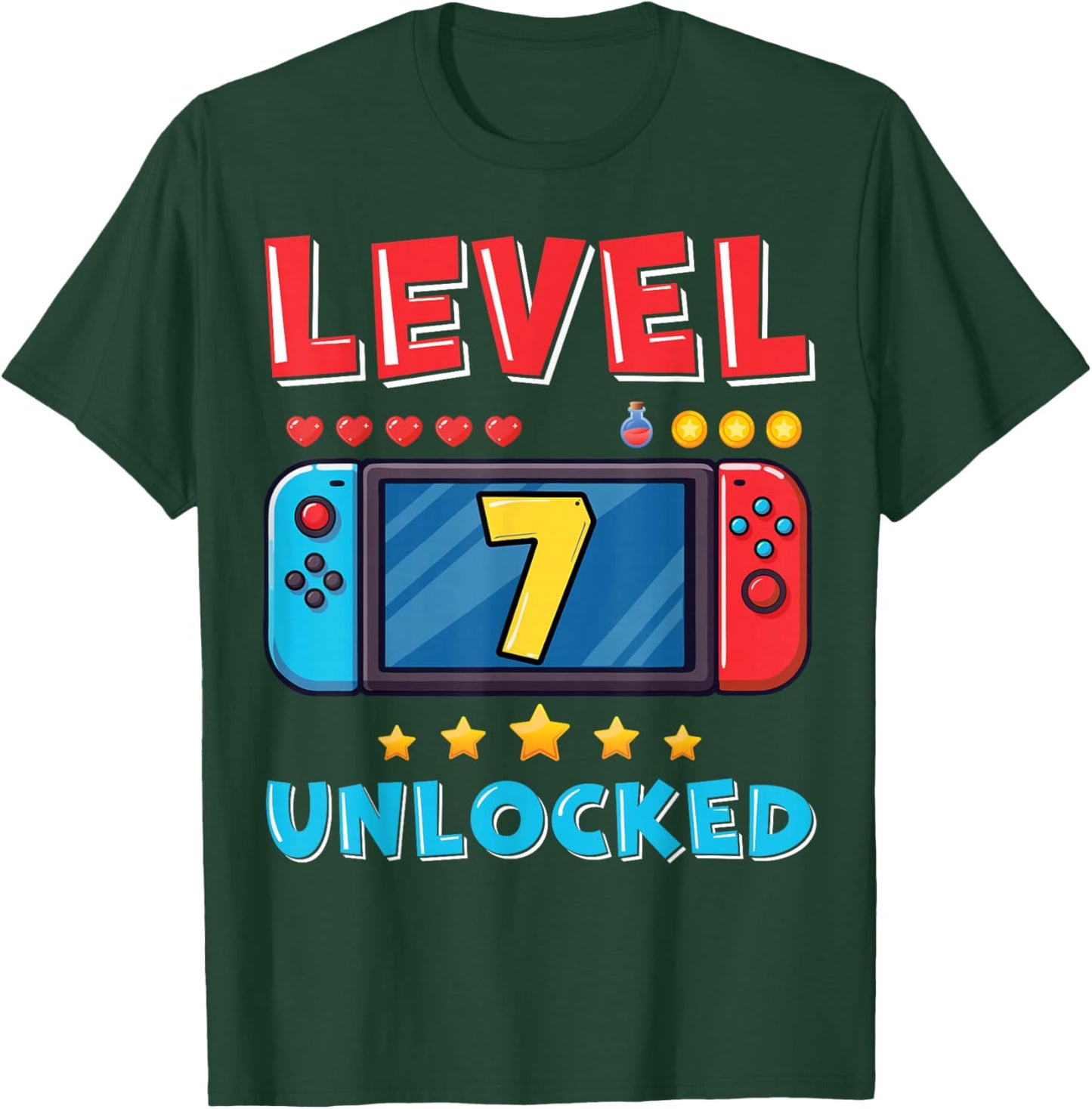 7 Year Old Bday Decorations Son Gamer Boy 7yr 7th Birthday T-Shirt - T-Shirt | Forest