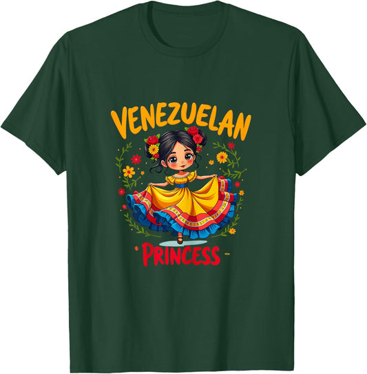 Venezuelan Princess Cute Folk Dress Venezuela Girl T-Shirt - T-Shirt | Forest