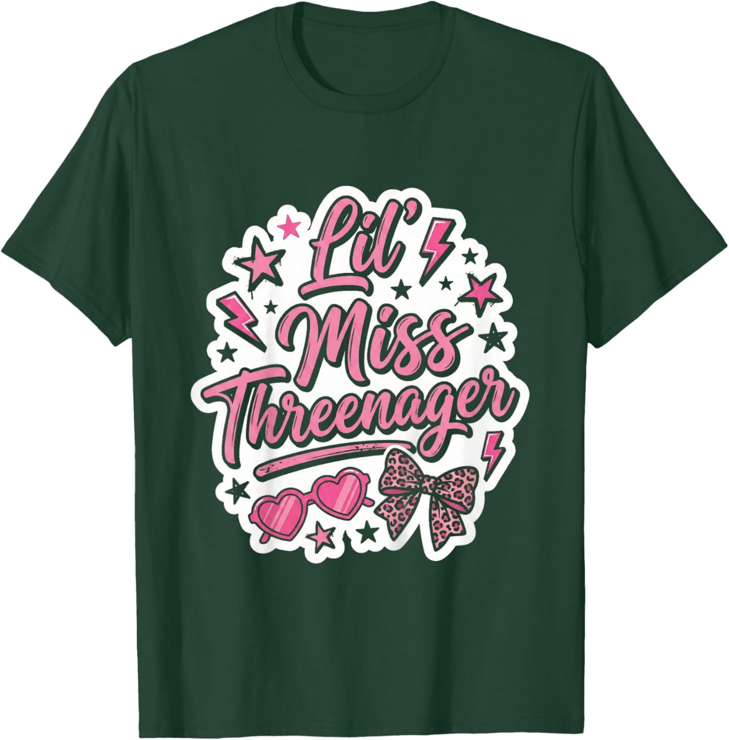 3rd Birthday Girl Sassy Toddler Lil Miss Threenager T-Shirt - T-Shirt | Forest