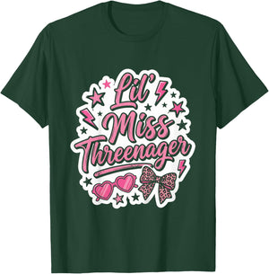 3rd Birthday Girl Sassy Toddler Lil Miss Threenager T-Shirt - T-Shirt | Forest